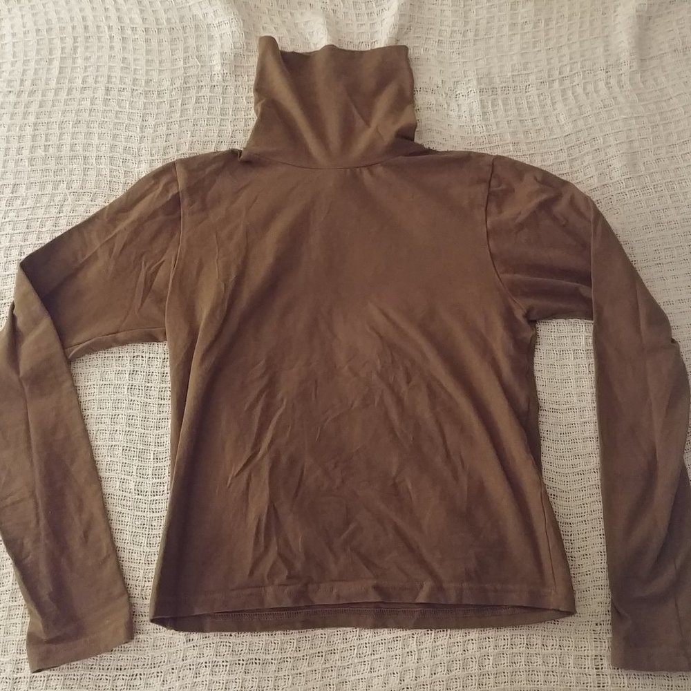 Los Angeles Apparel Cotton Spandex Turtleneck in Juniper